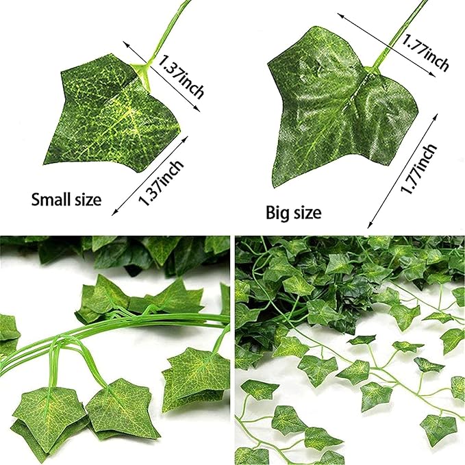 Comtelek Fake Vines for Room Decor Artificial Ivy Garland with 100 LED String Light Hanging Plants Faux Greenery Leaves Bedroom Aesthetic Decor for Home Garden Wall Wedding（6Pack with 100LED）