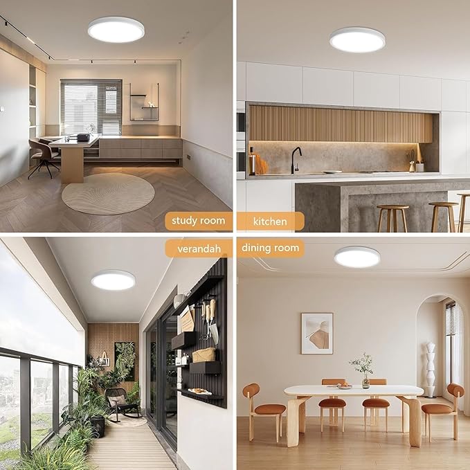 12PK 12 Inch LED Flush Mount Super Slim Ceiling Light, 24W, 2520LM, 3000K/4000K/6000K CCT Selectable, Close to Ceiling Round Flat Panel Light for Hallway, Bedroom, Kitchen
