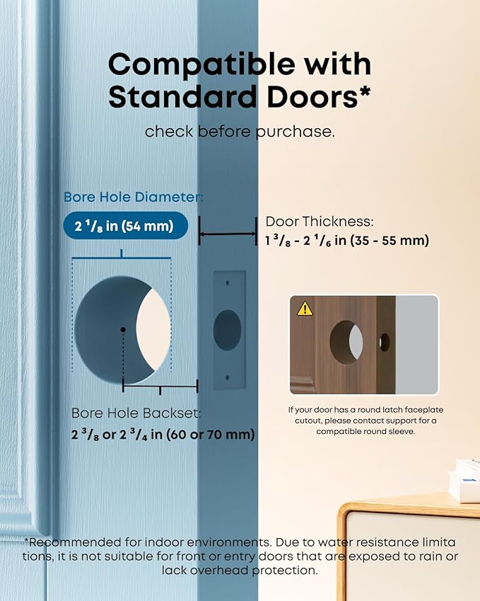 eufy Security Smart Lock FamiLock C32, Fingerprint Keyless Entry Door Lock with Handle for Interior Doors, Built-in Wi-Fi (2.4 GHz Only), App Control, Auto Lock, 4 AA Batteries, Alexa/Google