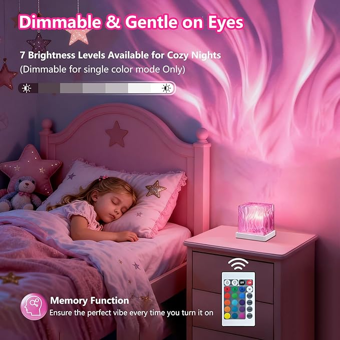 Northern Lights Projector, 1800mAh Battery Operated Aurora Night Light Cube, 16 Color, Remote Mood Lighting Galaxy Projector, Trendy Cute Stuff for Kids Teen Girls Gifts Bedroom Room Decor