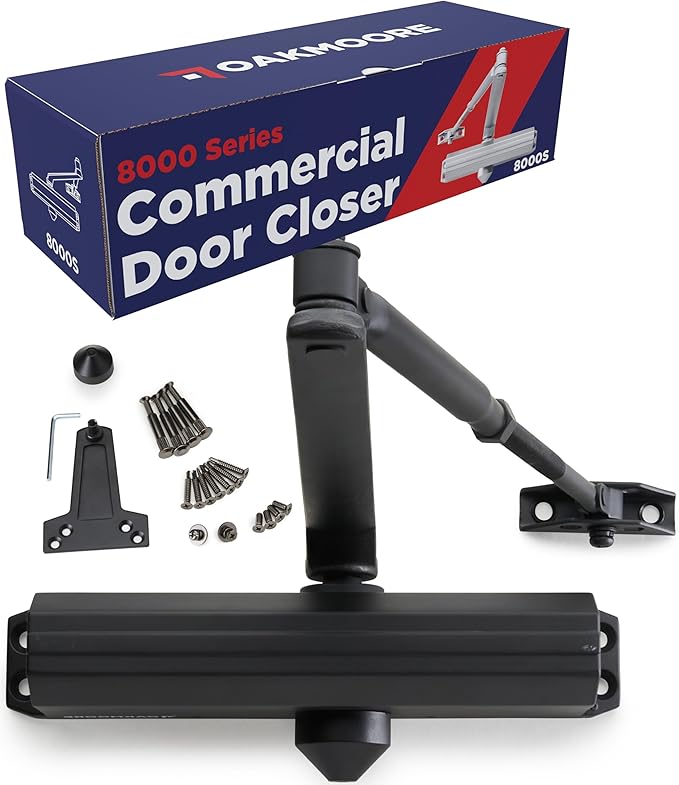 Commercial Heavy Duty Automatic Door Closer, ADA UL Grade 1 Listed Self Closing Door Hinges, Door Closers Commercial High Traffic, Auto Door Closer, Hydraulic Spring Soft Close - Black