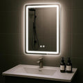 LED Bathroom Mirror, 20x28 in Vanity Mirrors with Backlit Lights for Shaving, Fogless Makeup Mirror Wall Mounted with Demister, Dimmable 3 Color Lighting, IP54, Vertically Only