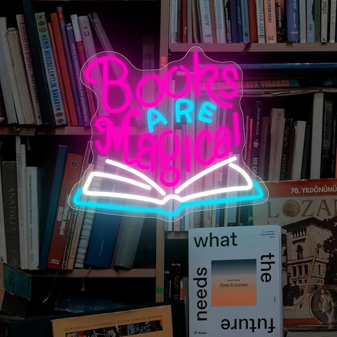 Books are Magical Led Neon Sign Books Neon Light Signs for Wall Decor for Bedroom Living Room Neon Light Up Signs for Bookstore bookshop libraire Pub Bar Accessories Decorations Aesthetic Birthday