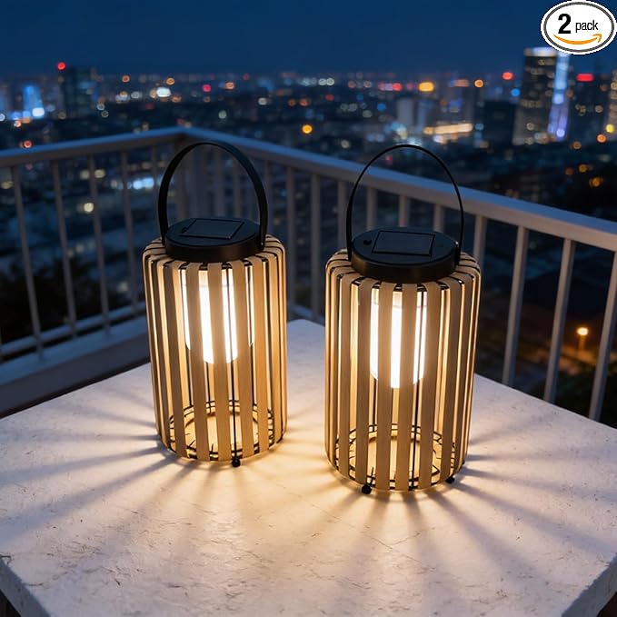 2Pack Solar Lanterns Outdoor Waterproof Garden Decor, Gifts for Women Mom Grandma Outdoor Solar Lantern Lights for Yard, Patio, Lawn,Pathway, Landscape