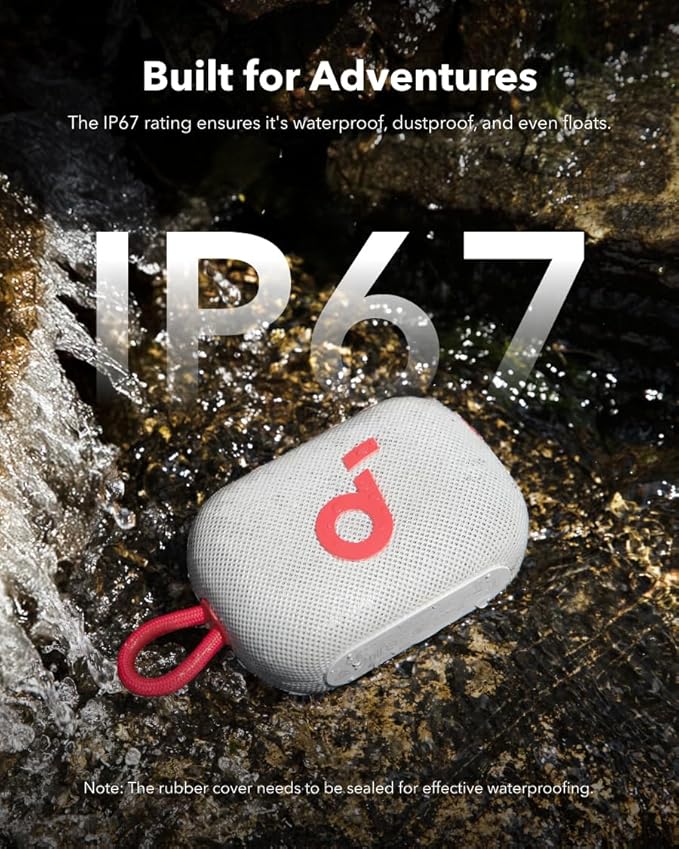 Soundcore Select 4 Go Bluetooth Shower Speaker by Anker, IP67 Waterproof/Dustproof, Portable, Wireless, 20H Playtime, Floatable, Powerful Sound, Electronics for Outdoors/Home/Office/Travel/Party-Red