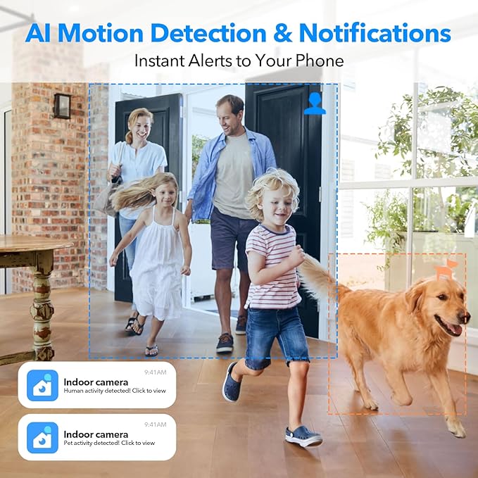 2K Cameras for Home Security Dual-Band 5G/2.4GHz WiFi Indoor Camera Baby Monitor & Pet Camera for Dog Cat Elder AI Motion Detect 2-Way Audio Night Vision 24/7 Local Recording SD Cloud Storage 2 Pack