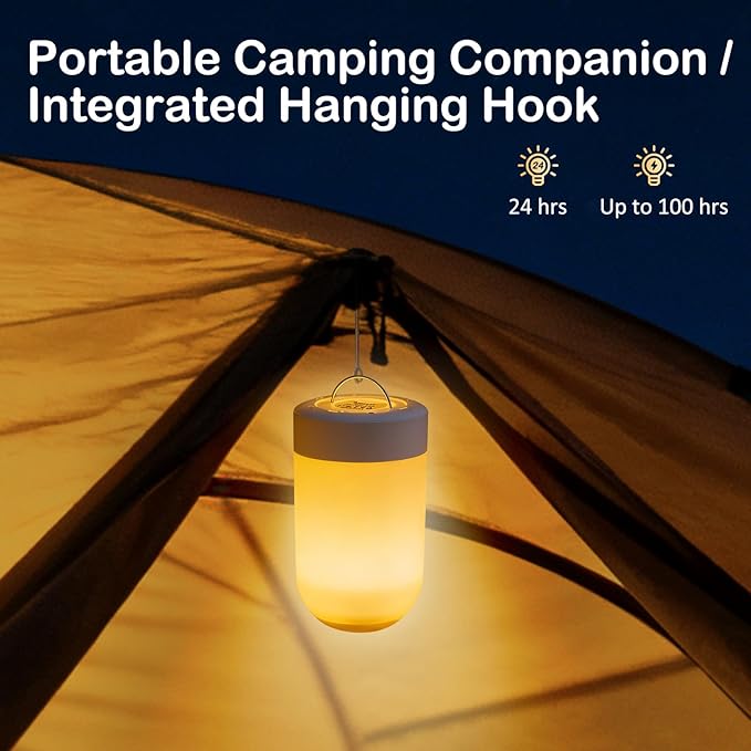Rechargeable LED Table Lamp, Portable Touch Night Light for Adults and Elders, Dimmable Bedside Lamp with Brightness Memory, Hanging Lantern for Bedroom, Hallway, Camping and Emergency
