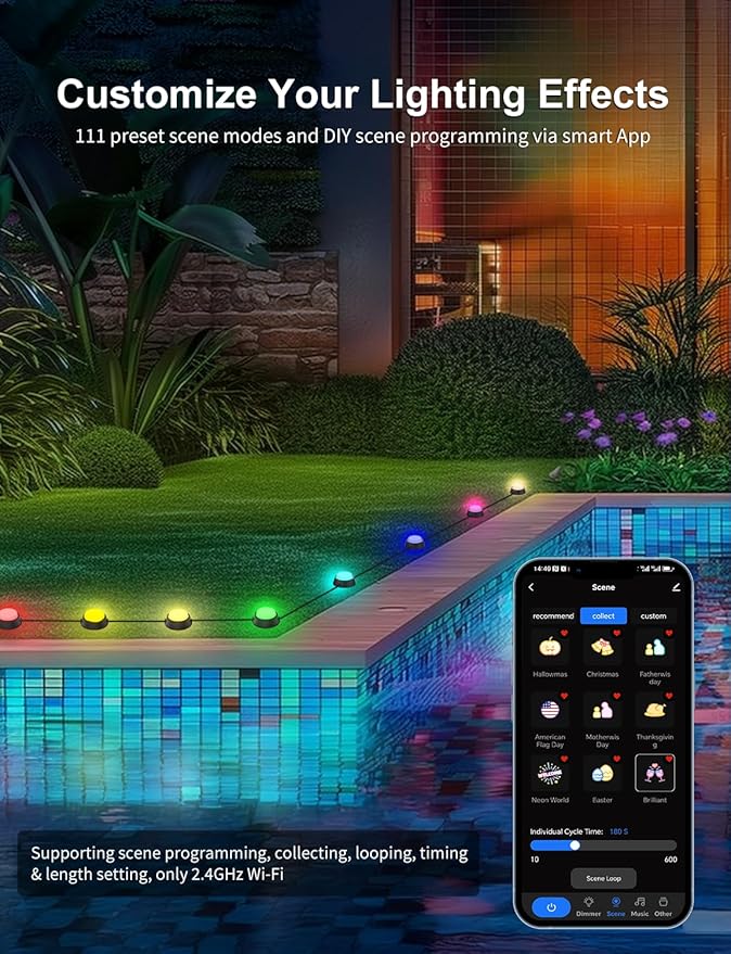 APPECK Smart Outdoor Ground Lights 16 Pack, 50FT RGBW Color Changing Pathway Lights Wired, IP65 Waterproof Landscape Lights, for Garden Yard Lawn Walkway Holiday Party Decor, Compatible with Alexa