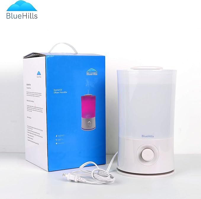 BlueHills Premium Set of Two Large 2000 ML and 2300 ML XL Essential Oil Diffusers Humidifiers Combo for Large Room Home with Décor LED Lights Great Gift – Value Pack of White.