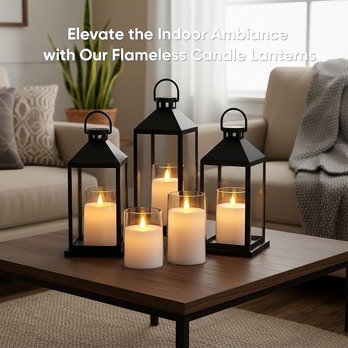 Amagic 3"×4" 5" 6" 6" 6" White Flameless Candles with Remote and Timer, Realistic Flickering Battery Operated Acrylic Led Fake Candles for Home Wedding Party Fall Christmas Decor, Set of 5