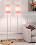 2Pack Floor Lamp, Pole with Foot Switch, Modern Standing Lamp Lampshade, Minimalist Freestanding Lamp (Bulb Not Included), for Living Room, Bedroom Office ETL Listed,Gold and Pink DP07LDP205