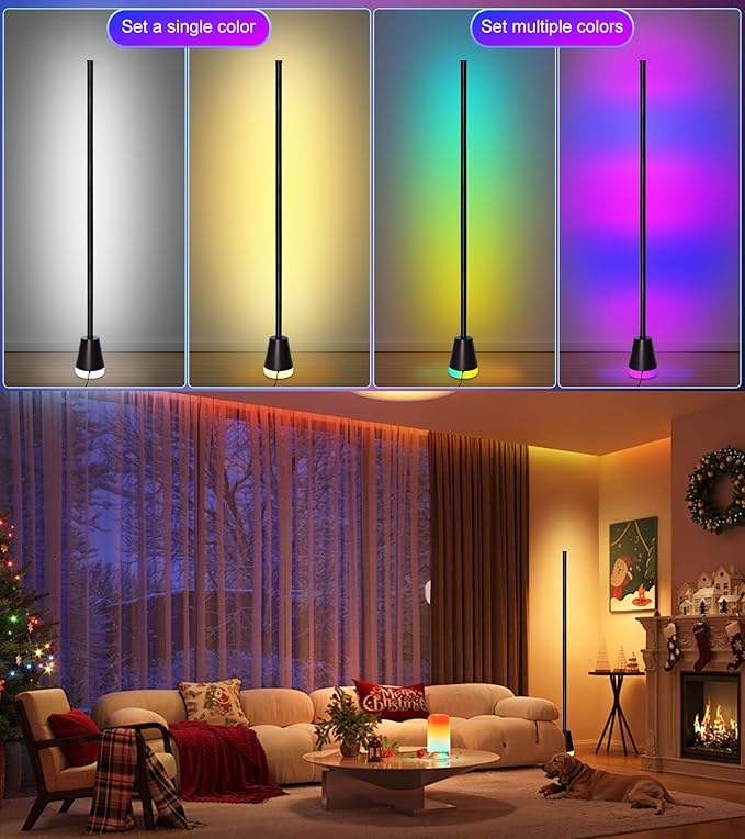 1PCS Corner Floor Lamp,Smart RGB LED Corner Lamp with App and Remote Control,16 Million Colors & 68+ Scene,Music Sync,Timer Setting,Ideal Standing Lamp for Living Rooms,Bedrooms,Gaming Rooms