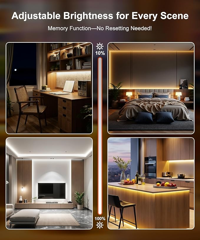 Fussion COB Led Strip Light 16.4ft Warm White LED Lights for Bedroom, Ultra Bright 24V Cabinet Strip Lighting with Remote Control, Ambient Mood Lighting for DIY Mirror, TV, Nightstand, Kitchen