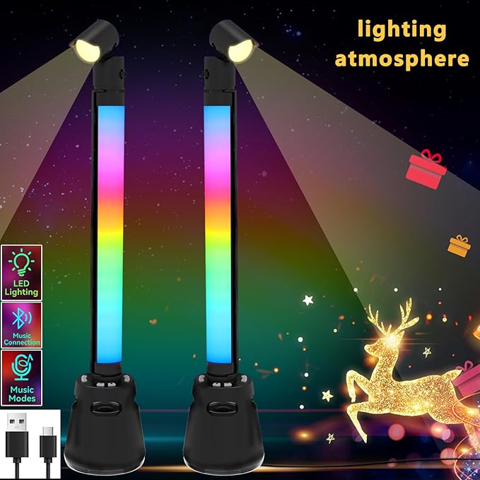 RGB Light Bar,Speaker Music Sync LED Lights Bars, USB Powered Ambient Lighting, Connection TV Backlights with Scene for Gaming, Pictures, PC, Room Decoration (one)
