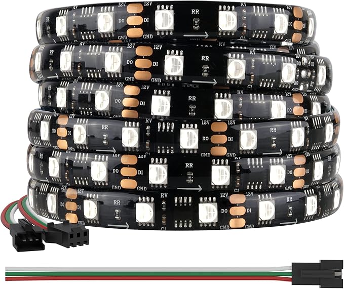 BTF-LIGHTING WS2814 IC RGBW RGB+Cool White (Similar WS2812B) Addressable DC12V 16.4FT 60LED/m 20pixel/m Flexible 4 Colors in 1 Dream Color LED Strip IP65 for Home Decor (No Adapter or Controller)
