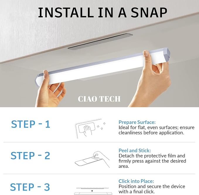 Motion Sensor Night Light Bar - Motion Sensor Closet LED Light: Adjustable Brightness, USB Rechargeable (400 MAh Battery), Multi-Mount Design
