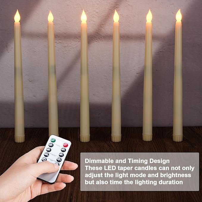 Baquler 72 Pcs Flameless Taper Candles with Remote and Timer 11" Battery Operated Candlesticks LED Flickering Faux Candles Warm Light for Wedding Holiday Party Home Decor