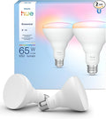 Philips Hue Essential Smart LED BR30 Bulb 2-Pack, White and Color Ambiance, E26, 7.2W, 2200K-6500K, 650 Lumens, Dimmable, Works with Alexa, Google Assistant, Apple Home
