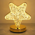 Lewondr Star Table Lamp, Stepless Dimmable Touch Lamp with 3 Colors, Rechargeable Night Light with USB Port, Crystal Star Light Bedside Lamp for Nightstand Desk Bedroom Living Room Home Decor