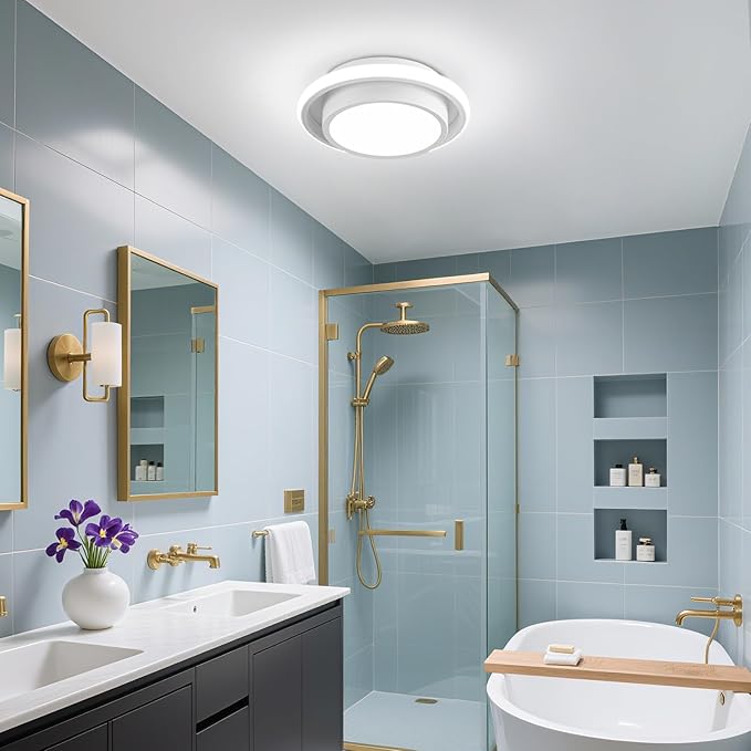 12IN Modern LED Ceiling Light Fixtures, Cool Light Circle 6000K Hallway Lights White Close to Ceiling Light for Kitchen Bedroom Balcony Bathroom Living Room