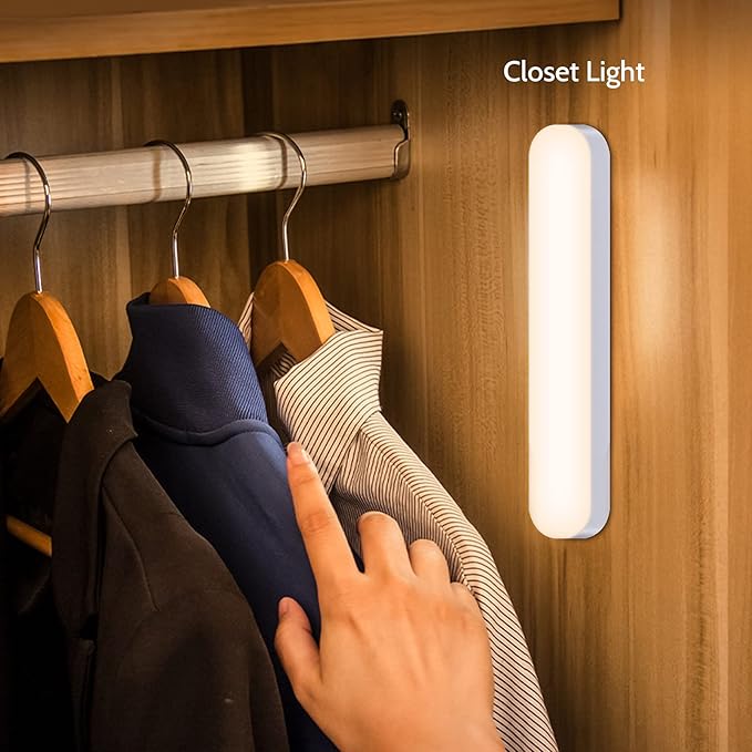 Closet Stick on Light, LED Dimmable Under Cabinet Lighting Wireless, Magnetic Night Light Bar with Rechargeable Battery, for Kitchen Stairs Hallway Sink Counter