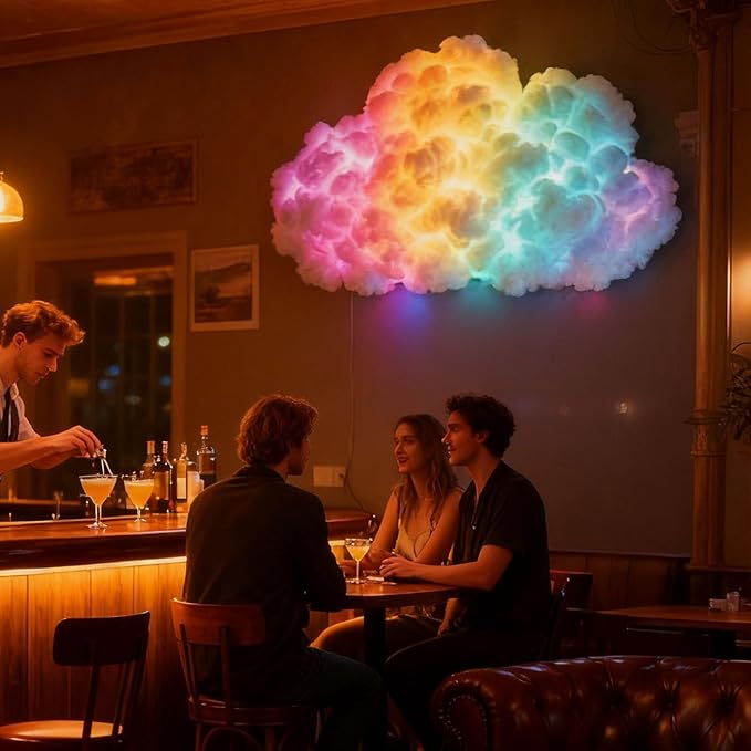 LED Cloud Light RGB Mood Lamp - USB Powered Voice Activated & Music Rhythm Sync, Dynamic Color Changing Ambient Lighting for Gaming Room/Bedroom/Bar/Party/Streamer Setup (LED 158in/400cm)