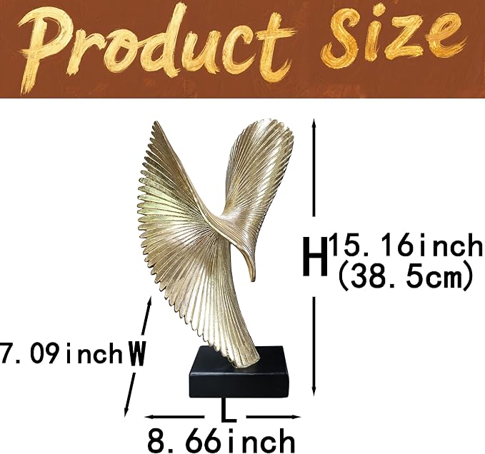 Modern Abstract Eagle Decorative Sculpture, Dining Living Room Desk Decor,Geometric Home Decor Statues,Shelf Top Decor Aesthetics, Coffee Tables or Office Shelves（Golden）