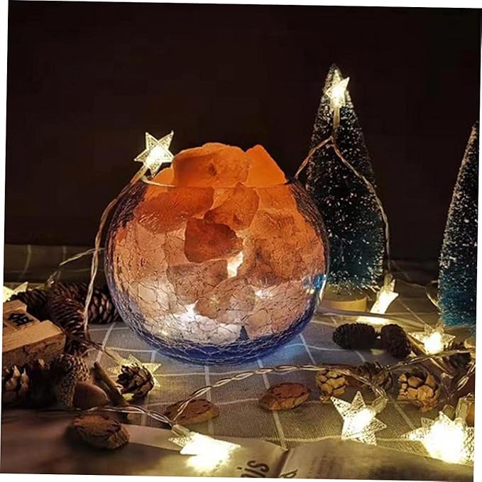 USB Himalayan Rock Night Light for Home Decor Glass Cracked Design for Bedroom Yoga Meditation and Relaxing Ambience