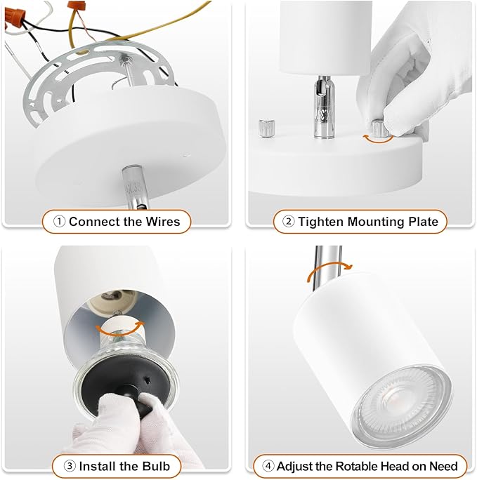BoostArea LED Light Track Lighting Kit, Monopoint Sconce Adjustable Flush Mount Spot Light, Flexibly Rotatable Light Head for Kitchen, Living Room, Bedroom, GU10 Bulb Not Included, C0102