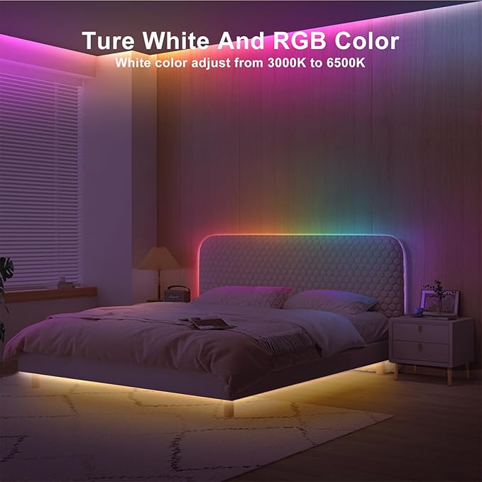 16.4ft RGBWW+IC WiFi Smart Flowing Led Strip Light, RGB Chasing Effect+Tunable White 3000K-6500K Led Lights Compatible with Alexa and Google, Color Changing, Music Sync for Bedroom