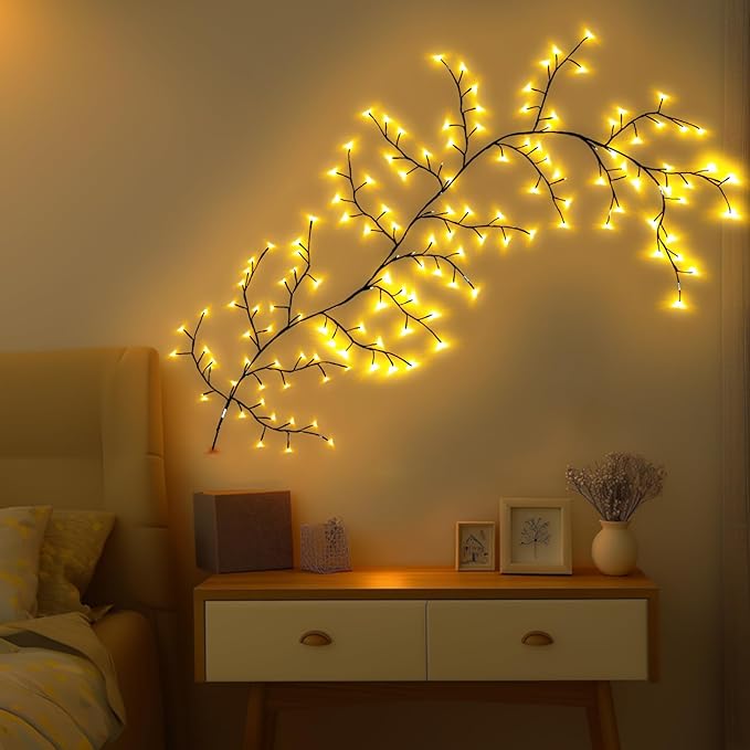 Enchanted Willow Vine Lights with Remote, Christmas Branch Lights with 144 LED for Indoor Outdoor, Artificial Plants Tree Swags Decorations for Walls Bedroom Home Decor (1pc)