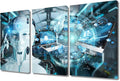 Data Analysis Pictures for Bedroom Wall Decor AI Intelligence Paintings Robot Painting Wall Art Print on Canvas Artwork Home Wall Decor 3 Pieces Posters and Prints Framed Ready to Hang, 36"Wx24"H