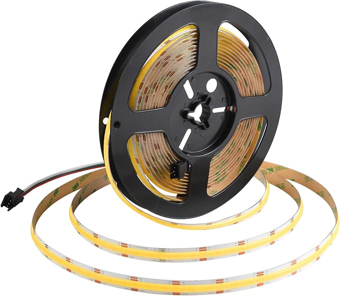 CCT COB LED Strip Lights, Tunable White Dimmable 2700K-6500K, 24V LED Tape Light Kit 9.8ft/3m, High Density CRI90+with UL-Listed Adapter, for Under Cabinet Lighting, Kitchen,Bedroom, Office, DIY