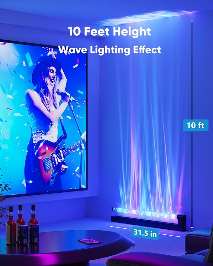 RGB LED Light Bar for Bedroom, Ambient Lighting for Wall, Mood Lighting for Living Room, Gaming Room Decor, Ocean Wave Lamp, Remote Control