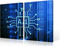 3 Pieces Painting AI Intelligence Wall Art for Living Room Modern Home Decor Automation Canvas Pictures House Decorations Artwork Paitings Framed Stretched Ready to Hang, 24" Wx16 H
