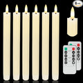 Flameless Taper Candles with Two Rmote, 9.6" Real Wax Battery Operated Candles with 3D Wick, 6 Pack Led Flickering Candlesticks, Electric Candle for Home, Wedding, Party, Decor, Ivory