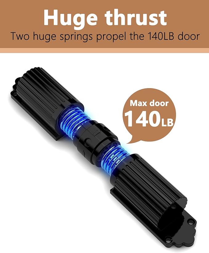 2 Pack Black Safety Spring Door Closers - Adjustable, Metal, Self Closing, Up to 140LB