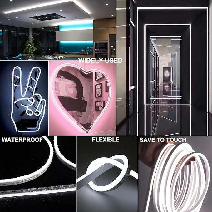 LED Vanity Lights for Mirror, Dimmable Hollywood Style Makeup LED White Light, 16.4FT DIY Flexible Strip Lights for Bathroom Mirror, IP65 Waterproof, 6000K (Mirror NOT Included)