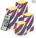 250 Years of America Pillar Led Candles Set of 4 Star Stripes Patriotic Candle Warmer Lamp Fourth of July Remote Control Candles Modern Decors for Indoor Outdoor Parties