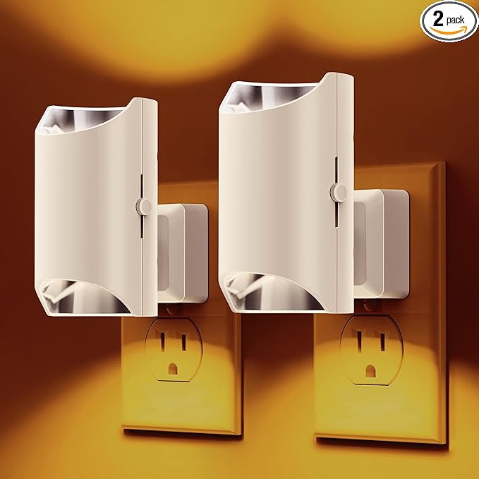 L LOHAS LED Night Lights Plug into Wall, Dimmable Night Light 0-100LM, Dusk to Dawn Sensor, Soft White 2000K, Plug in Nightlights for Hallway Bedroom Stairway, 2 Pack
