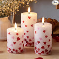 Flameless Pillar Candles with Remote, 3 Pack Battery Operated Real Wax LED Candles, Perfect for Home Decorations Fireplace Table, Heart Sticker