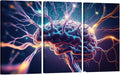 LSIUHWUWI Modern Wall Art 3 Panel Human Brain Neurons Firing and Neural Extensions Pictures Print on Canvas for Wall Art Decoration, Wooden Frame Artwork Ready to Hang 20x40inchx3