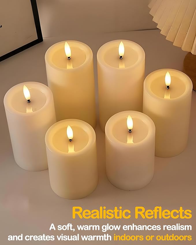 3"x4" Outdoor Waterproof Flameless Candles with Remote and Timers, LED Candles, Battery Operated Candles, Electric Fake Pillar Candles for Patio, Porch, and Lanterns Decor (Ivory, Plastic)