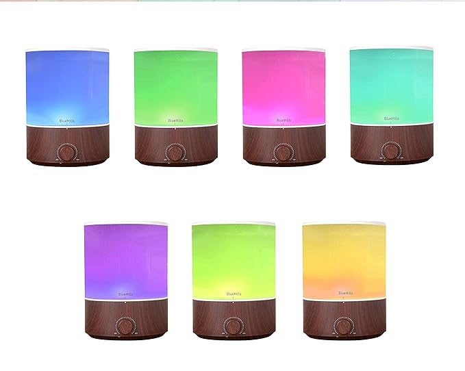 BlueHills Premium Set of Two Large 4000 ML XL Essential Oil Diffusers Humidifier Combo for Large Room Home with Décor LED Lights Great Gift – Value Pack of Dark Wood Grain and White