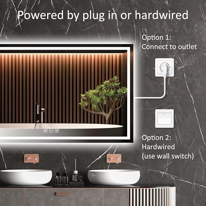 LED Bathroom Mirror 36x72 Inch Anti-Fog Bathroom Mirror with Lights, Wall Mounted Lighted Vanity Mirrors, Dimmable, Backlit + Front Lit, Smart Bathroom Vanity Mirror with 3 Colors Temperature