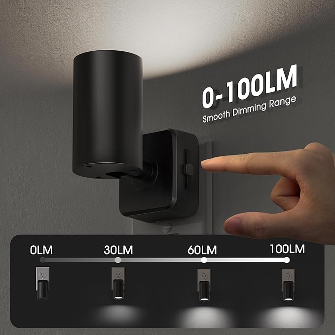 Briignite Night Lights Plug into Wall, 320° Rotating Night Light Plug in, 2Pack, Dusk to Dawn Sensor, 1W Dimmable Led nightlight Daylight White Spot Light for Bedroom, Kids Room, Bathroom