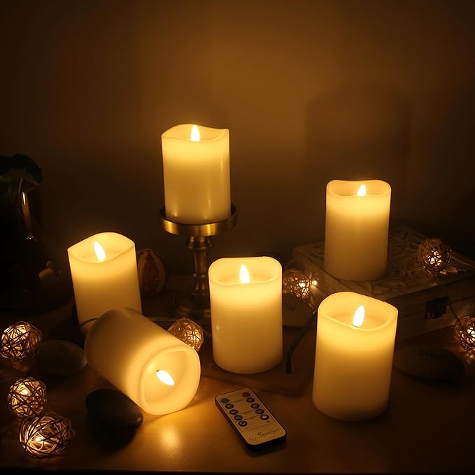 Stonebriar 3 Count White Real Wax 3x4 Flameless LED Pillar Candles with Remote and Timer