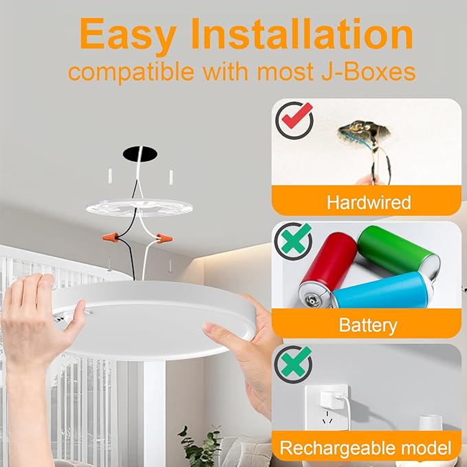 Eleganted Motion Sensor Ceiling Light Wired, 8.7 Inch LED Flush Mount Ceiling Light Fixture,3000k/4000k/6500k Selectable 18W Ceiling Lights for Pantry Hallway Stairwell Porch