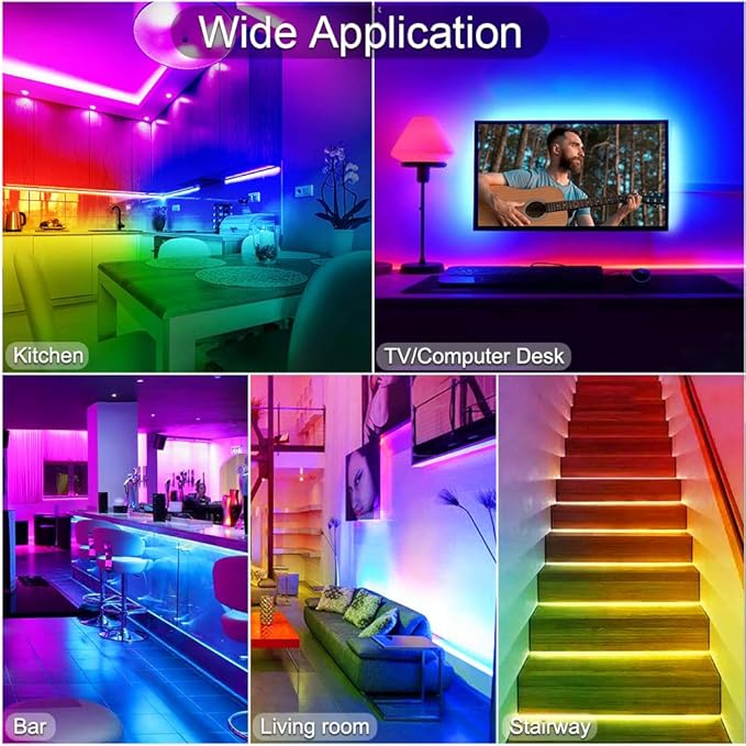 INDARUN RGB Smart IC COB Led Strip Light 16.4ft/5M, 24V COB Led Strip 12mm Width, 3600LEDs, Color Chasing Addressable Flexible Led Tape Light for TV Backlight, Room Decor(Without Controller&Adapter)