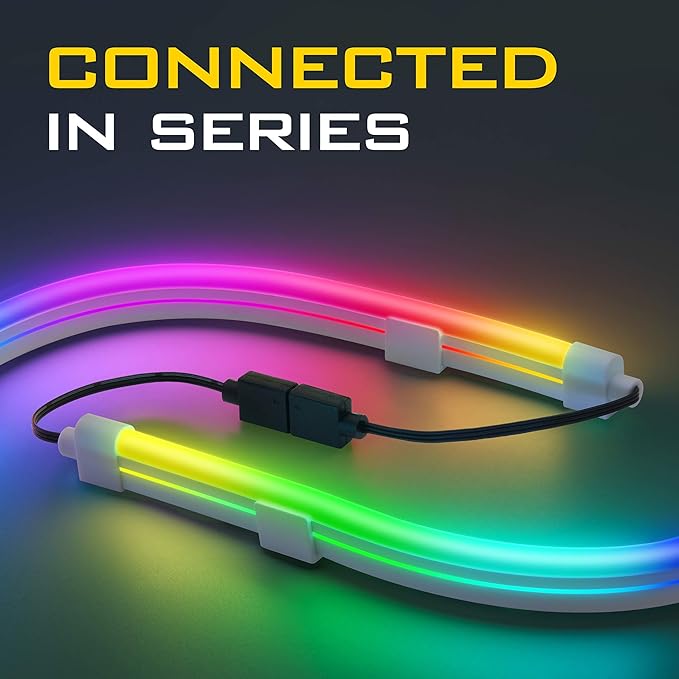 EZDIY-FAB Premium LED Strip Kit for PC 5V ARGB Motherboard Sync,Upgraded with 3-Kinds Mounting Clips-2X 400mm Smooth Lighting Strip